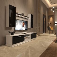 Decoraktiv Eko 5DB Slm Dvd Tv Ünitesi Tv Sehpası Beyaz - Siyah
