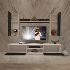 Decoraktiv Eko 5DB Slm Dvd Tv Ünitesi Tv Sehpası Beyaz - Siyah