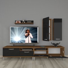 Decoraktiv Eko 5220D Slm Krom Ayaklı Tv Ünitesi Tv Sehpası Ceviz - Siyah