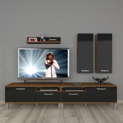 Decoraktiv Eko 5220D Slm Krom Ayaklı Tv Ünitesi Tv Sehpası Ceviz - Siyah