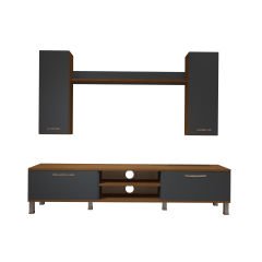 Decoraktiv Eko 5D Mdf Dvd Krom Ayaklı Tv Ünitesi Tv Sehpası Ceviz - Antrasit