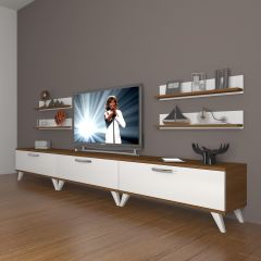 Decoraktiv Eko 270r Slm Retro Tv Ünitesi Tv Sehpası Ceviz - Beyaz