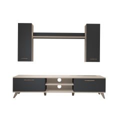 Decoraktiv Eko 5D Mdf Dvd Retro Tv Ünitesi Tv Sehpası Beyaz - Antrasit