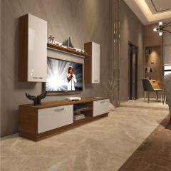 Decoraktiv Eko 5DB Slm Dvd Tv Ünitesi Tv Sehpası Ceviz - Beyaz