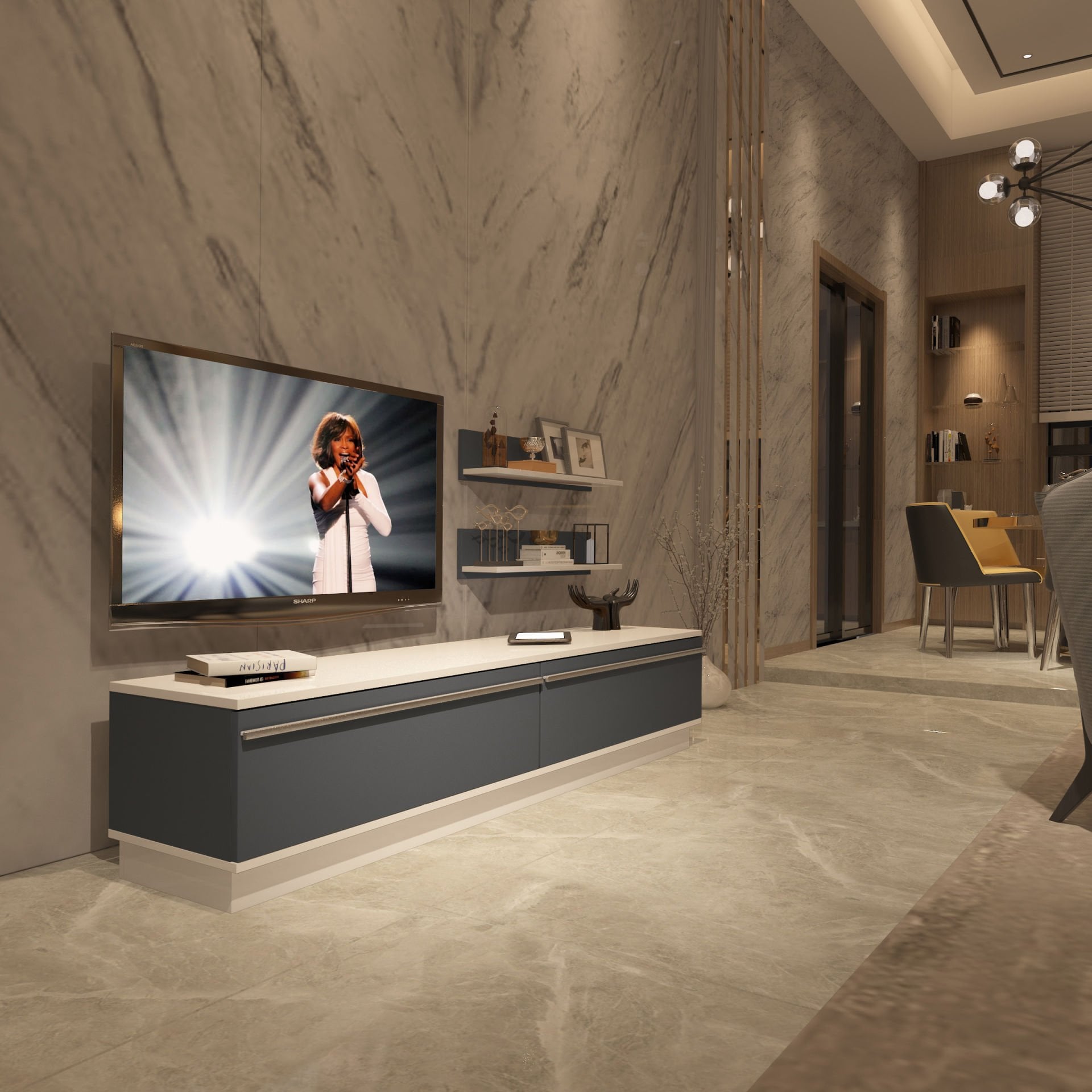 Decoraktiv Eko 4B Mdf Std Tv Ünitesi Tv Sehpası Beyaz - Antrasit