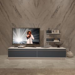 Decoraktiv Eko 4B Mdf Std Tv Ünitesi Tv Sehpası Beyaz - Antrasit