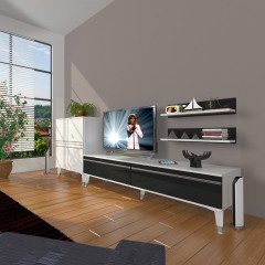 Decoraktiv Eko On Mdf Std Silver Tv Ünitesi Tv Sehpası Beyaz - Siyah