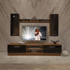 Decoraktiv Eko 5DB Slm Dvd Tv Ünitesi Tv Sehpası Ceviz - Siyah