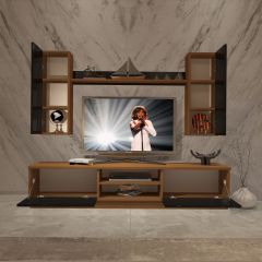 Decoraktiv Eko 5DB Slm Dvd Tv Ünitesi Tv Sehpası Ceviz - Siyah