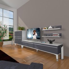 Decoraktiv Eko On Mdf Std Silver Tv Ünitesi Tv Sehpası Beyaz - Antrasit