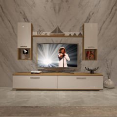 Decoraktiv Eko 5DA Mdf Std Tv Ünitesi Tv Sehpası Pera - Beyaz
