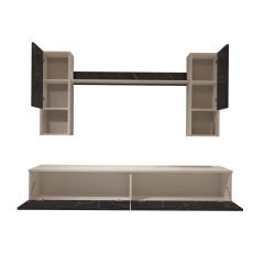 Decoraktiv Eko 5DA Mdf Std Tv Ünitesi Tv Sehpası Beyaz - Siyah Mermer