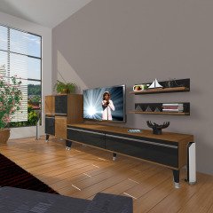Decoraktiv Eko On Mdf Std Silver Tv Ünitesi Tv Sehpası Ceviz - Siyah