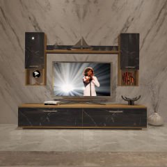 Decoraktiv Eko 5DA Mdf Std Tv Ünitesi Tv Sehpası Pera - Siyah Mermer