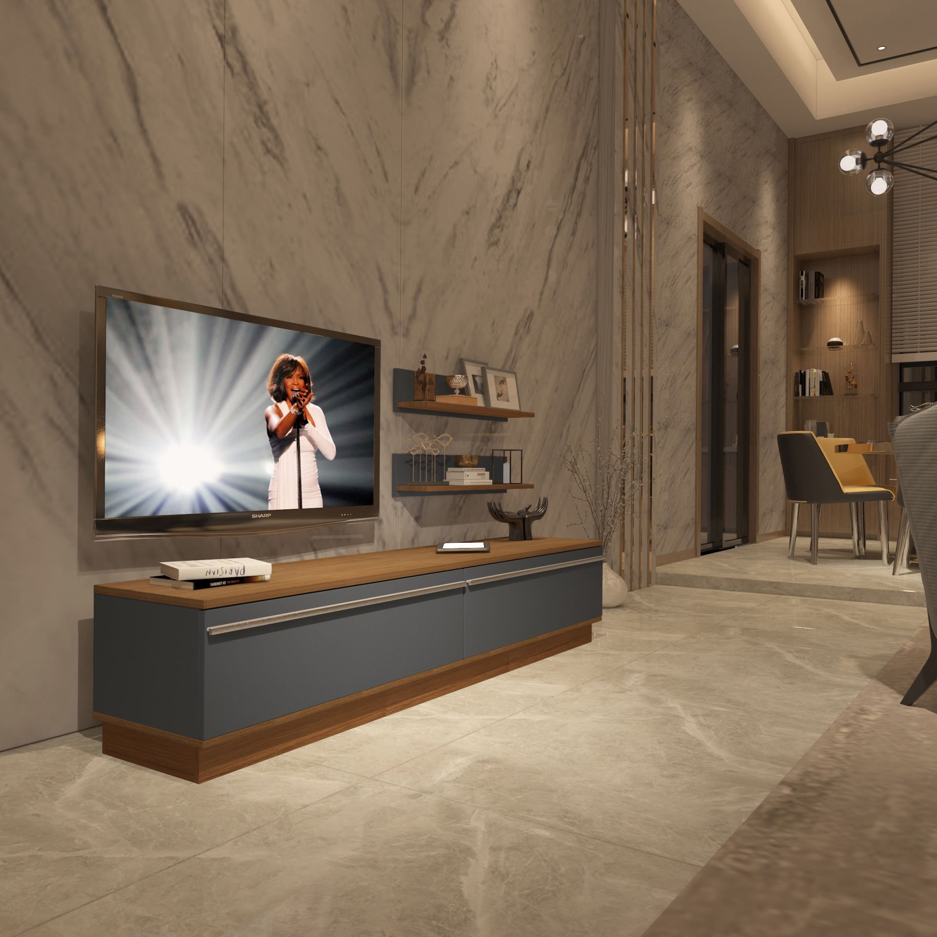 Decoraktiv Eko 4B Mdf Std Tv Ünitesi Tv Sehpası Ceviz - Antrasit