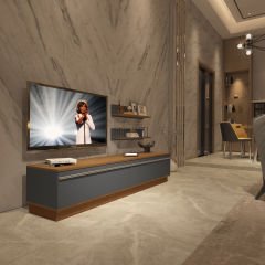 Decoraktiv Eko 4B Mdf Std Tv Ünitesi Tv Sehpası Ceviz - Antrasit