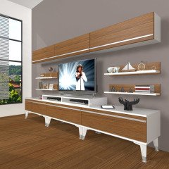 Decoraktiv Ekoflex 8Y Mdf Silver Tv Ünitesi Tv Sehpası Beyaz - Ceviz