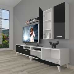 Decoraktiv Eko 5220D Slm Retro Tv Ünitesi Tv Sehpası Beyaz - Siyah
