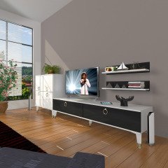 Decoraktiv Eko On Mdf Std Gold Tv Ünitesi Tv Sehpası Beyaz - Siyah