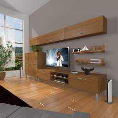 Decoraktiv Eko 8 Slm Dvd Krom Ayaklı Tv Ünitesi Tv Sehpası Ceviz