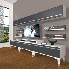 Decoraktiv Ekoflex 8Y Mdf Silver Tv Ünitesi Tv Sehpası Beyaz - Antrasit