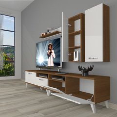 Decoraktiv Eko 5220D Slm Retro Tv Ünitesi Tv Sehpası Ceviz - Beyaz