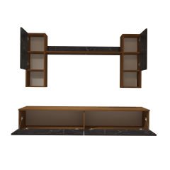 Decoraktiv Eko 5DA Mdf Std Tv Ünitesi Tv Sehpası Ceviz - Siyah Mermer