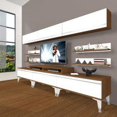 Decoraktiv Ekoflex 8Y Mdf Silver Tv Ünitesi Tv Sehpası Ceviz - Beyaz
