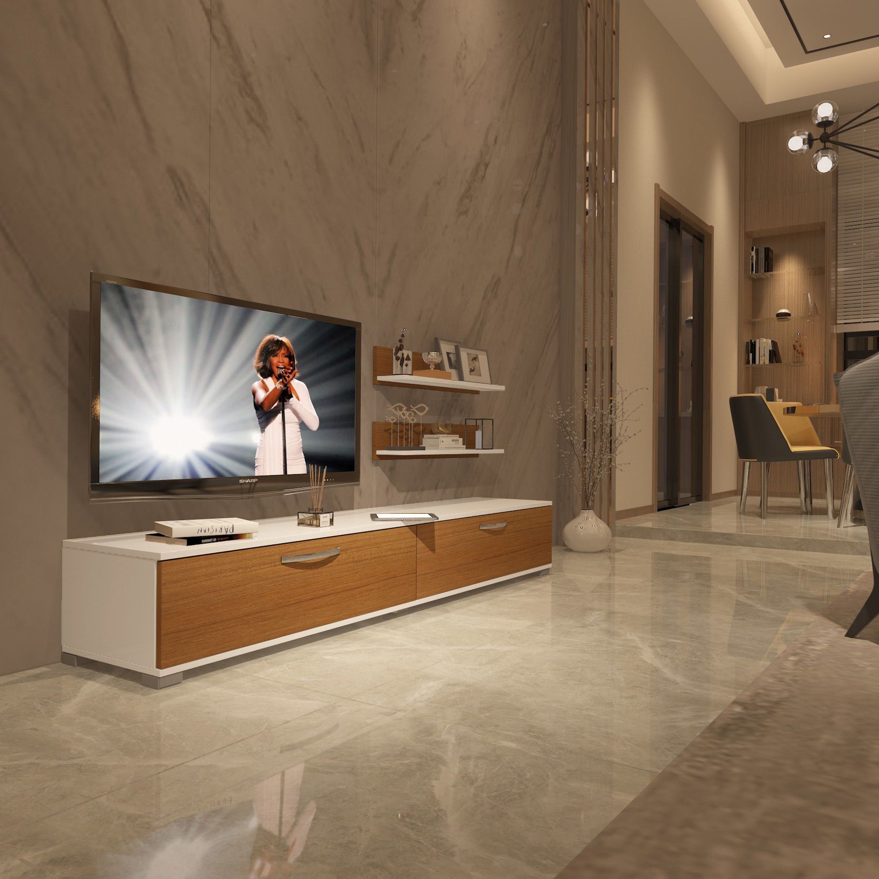 Decoraktiv Eko 4 Slm Std Tv Ünitesi Tv Sehpası Beyaz - Ceviz