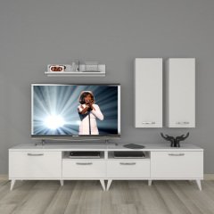 Decoraktiv Eko 5220D Slm Retro Tv Ünitesi Tv Sehpası Parlak Beyaz