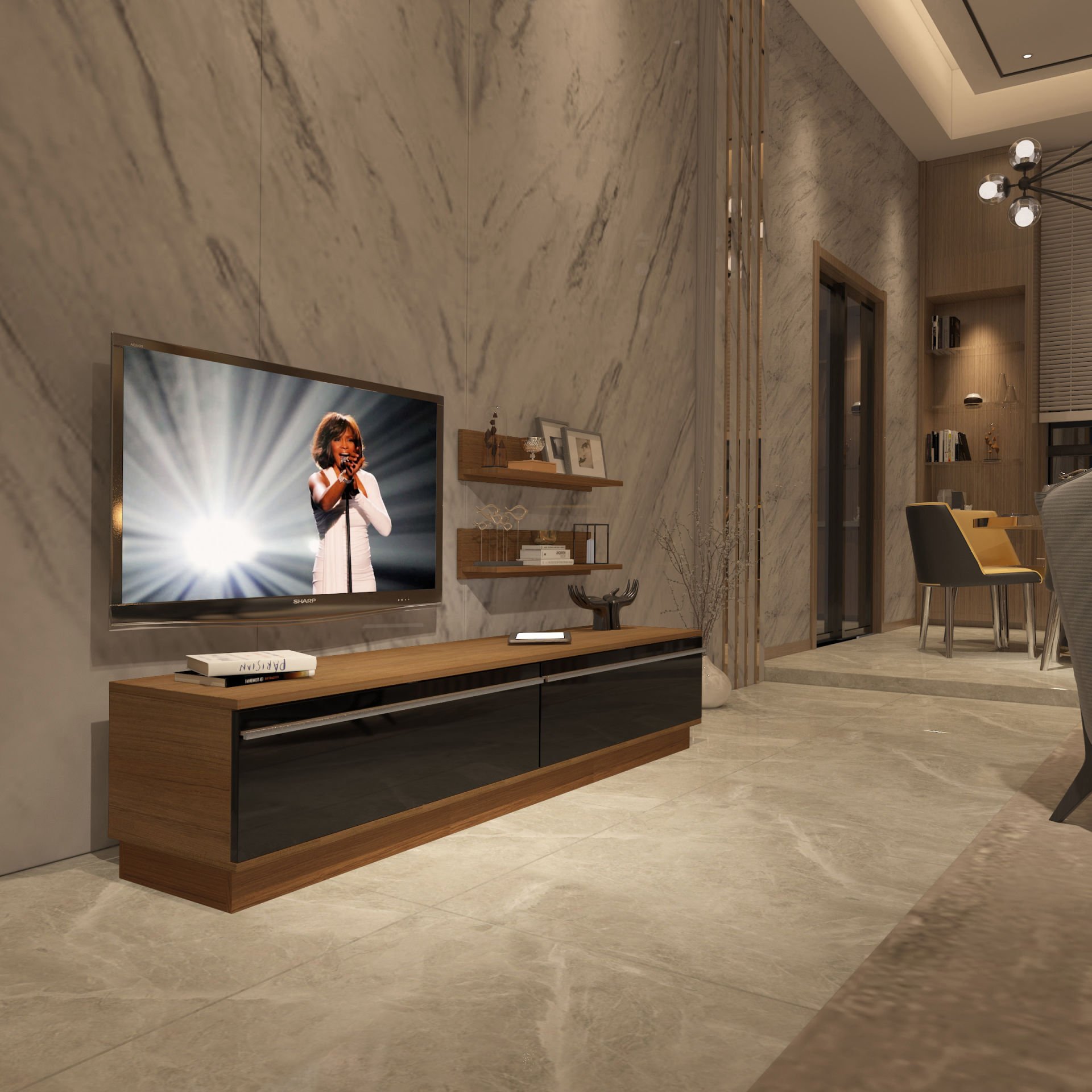 Decoraktiv Eko 4B Mdf Std Tv Ünitesi Tv Sehpası Ceviz - Siyah