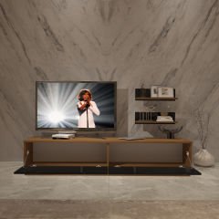 Decoraktiv Eko 4B Mdf Std Tv Ünitesi Tv Sehpası Ceviz - Siyah