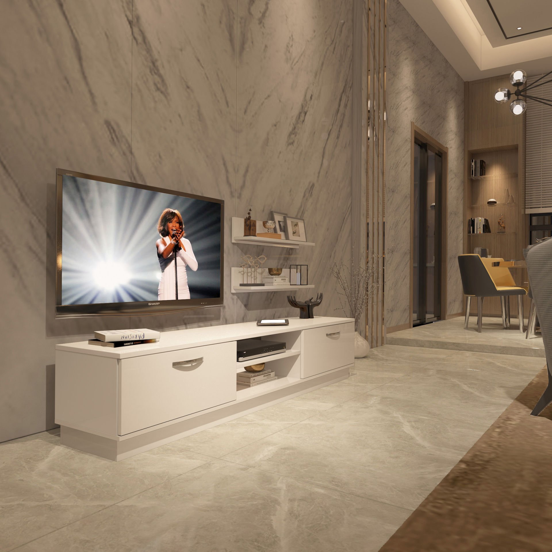 Decoraktiv Eko 4B Mdf Dvd Tv Ünitesi Tv Sehpası Parlak Beyaz