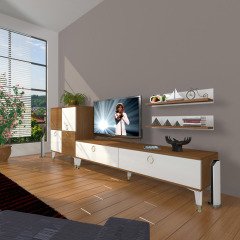 Decoraktiv Eko On Mdf Std Gold Tv Ünitesi Tv Sehpası Ceviz - Beyaz