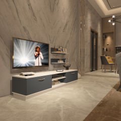Decoraktiv Eko 4B Mdf Dvd Tv Ünitesi Tv Sehpası Beyaz - Antrasit