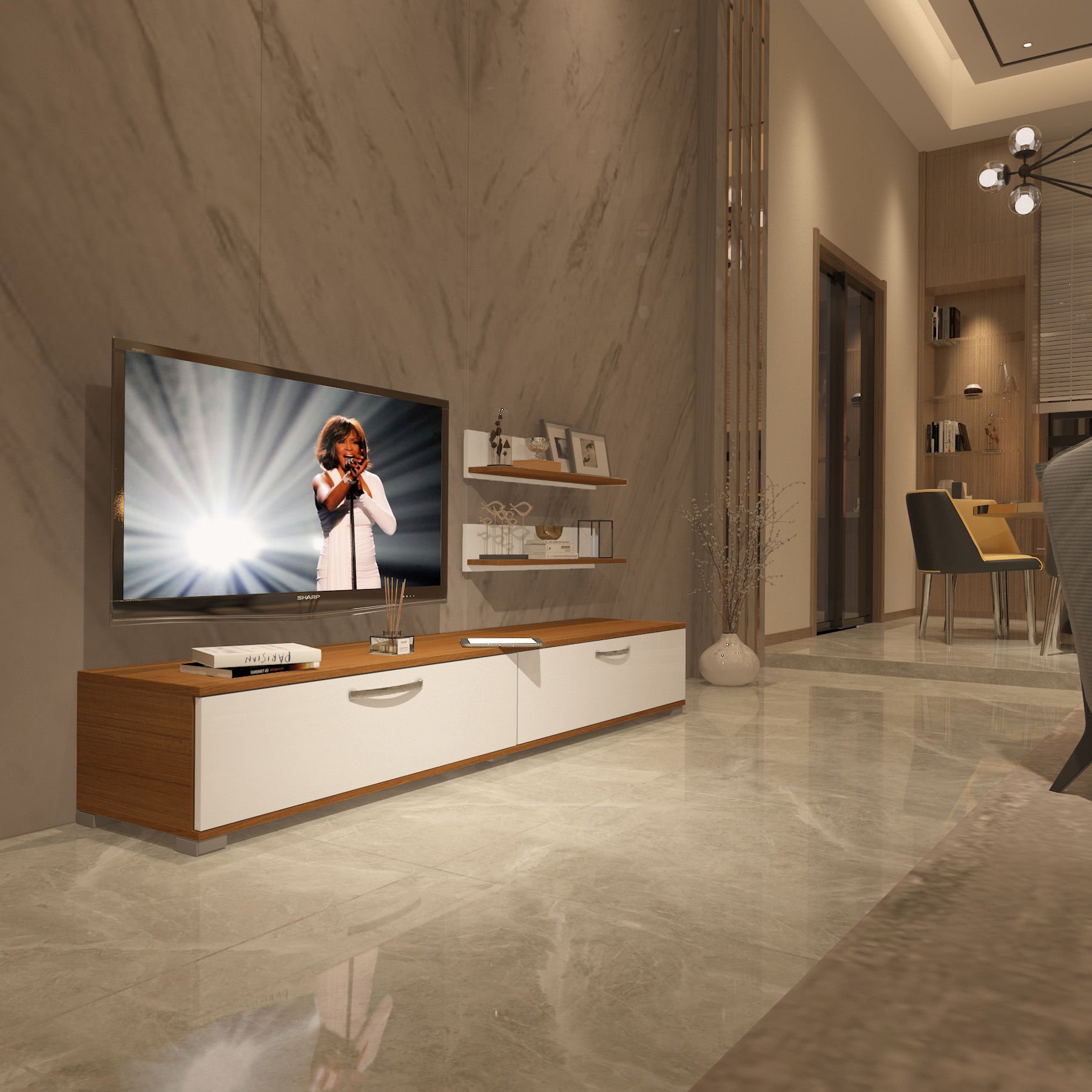 Decoraktiv Eko 4 Slm Std Tv Ünitesi Tv Sehpası Ceviz - Beyaz