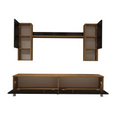 Decoraktiv Eko 5DA Mdf Std Krom Ayaklı Tv Ünitesi Tv Sehpası Pera - Siyah