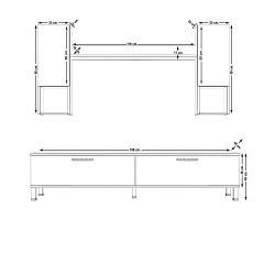 Decoraktiv Eko 5DA Mdf Std Krom Ayaklı Tv Ünitesi Tv Sehpası Beyaz - Pera