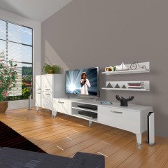 Decoraktiv Eko On Mdf Dvd Silver Tv Ünitesi Tv Sehpası Parlak Beyaz
