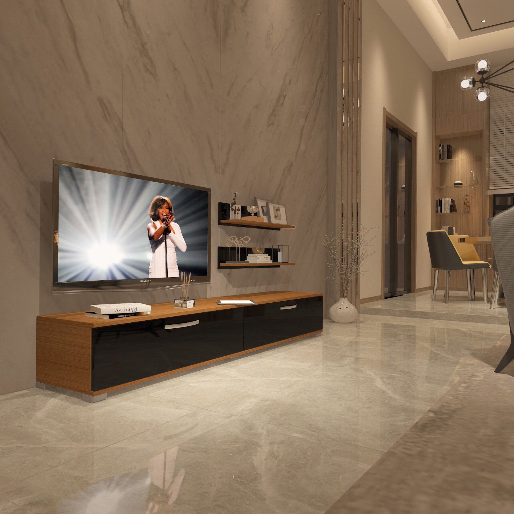 Decoraktiv Eko 4 Slm Std Tv Ünitesi Tv Sehpası Ceviz - Siyah