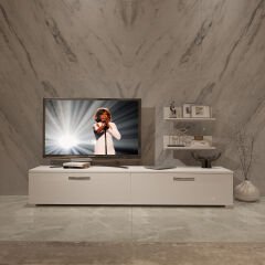 Decoraktiv Eko 4 Slm Std Tv Ünitesi Tv Sehpası Parlak Beyaz