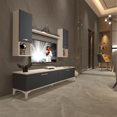 Decoraktiv Eko 5DA Mdf Std Silver Tv Ünitesi Tv Sehpası Beyaz - Antrasit