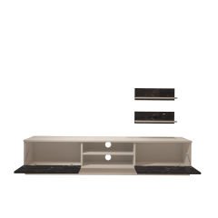 Decoraktiv Eko 4B Mdf Dvd Tv Ünitesi Tv Sehpası Beyaz - Siyah Mermer