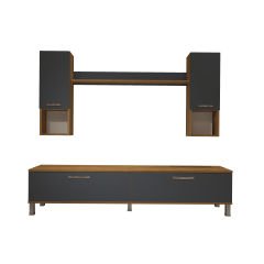 Decoraktiv Eko 5DA Mdf Std Krom Ayaklı Tv Ünitesi Tv Sehpası Pera - Antrasit