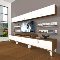 Decoraktiv Ekoflex 8Y Mdf Gold Tv Ünitesi Tv Sehpası Ceviz - Beyaz