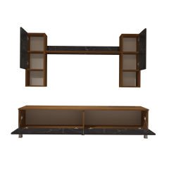 Decoraktiv Eko 5DA Mdf Std Krom Ayaklı Tv Ünitesi Tv Sehpası Ceviz - Siyah Mermer