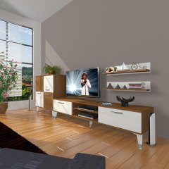 Decoraktiv Eko On Mdf Dvd Silver Tv Ünitesi Tv Sehpası Ceviz - Beyaz