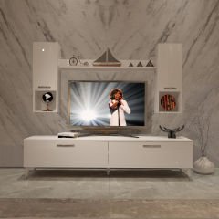 Decoraktiv Eko 5DA Mdf Std Silver Tv Ünitesi Tv Sehpası Parlak Beyaz
