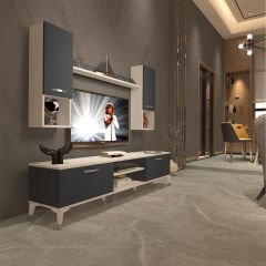 Decoraktiv Eko 5DA Mdf Dvd Silver Tv Ünitesi Tv Sehpası Beyaz - Antrasit