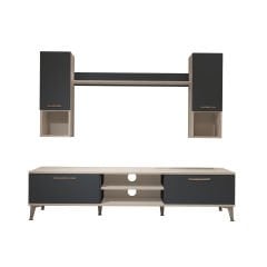 Decoraktiv Eko 5DA Mdf Dvd Silver Tv Ünitesi Tv Sehpası Beyaz - Antrasit